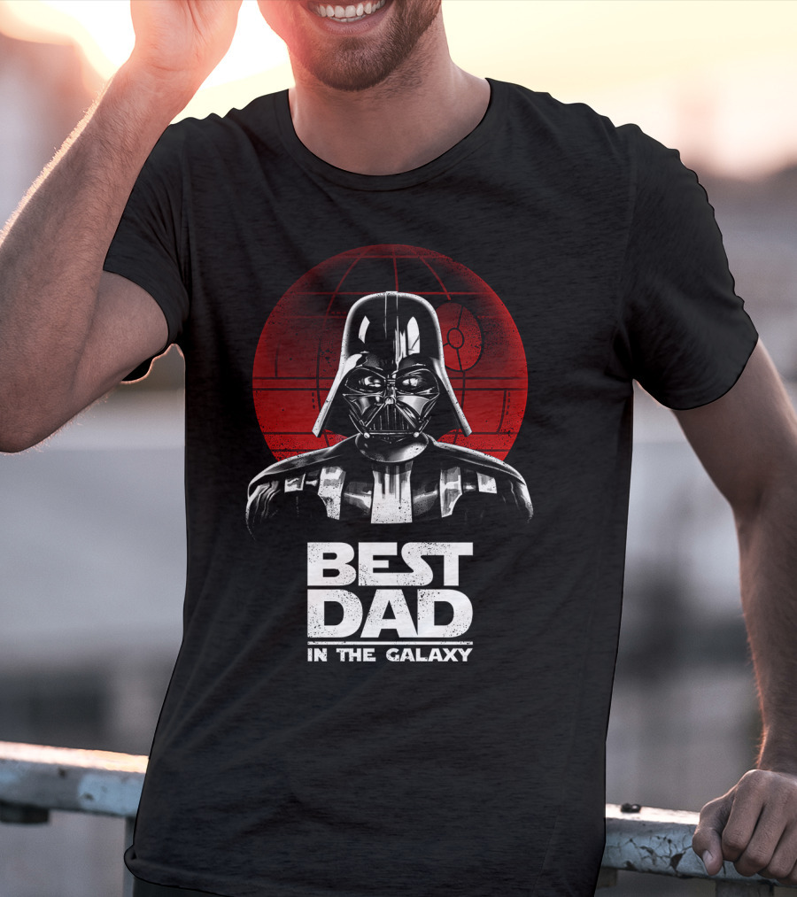 Best Dad In The Galaxy Father's Day Darth Vader Star Wars Death Star T-Shirt