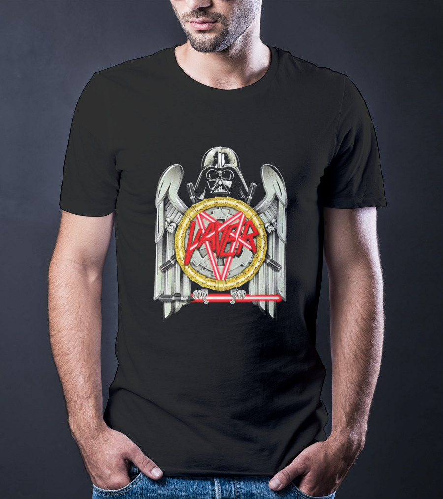 Darth Vader Slayer Dark Side Star Wars Logo Crossed Lightsabers T-Shirt