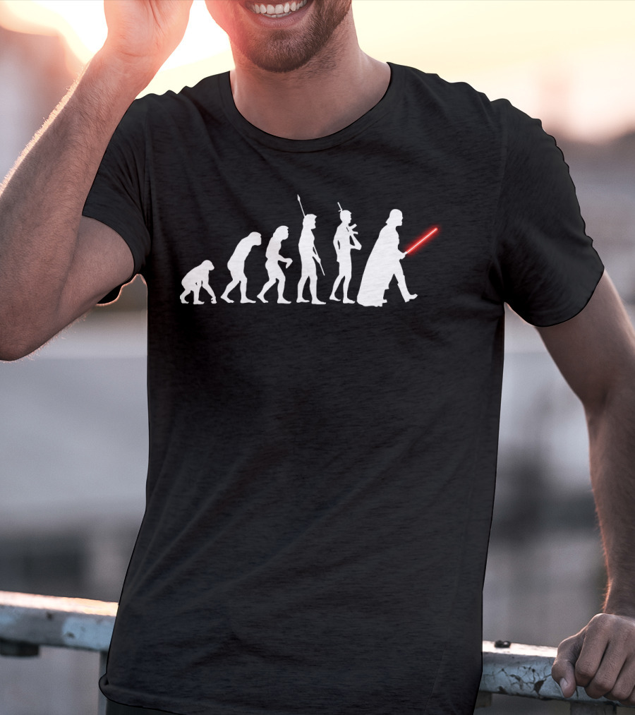 Evolution Of Darth Vader Star Wars Lightsaber And Human Evolution Icons T-Shirt