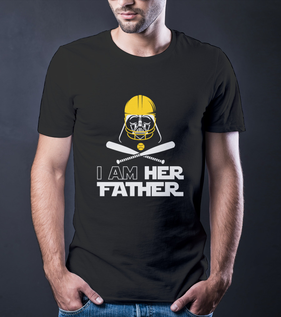 I Am Her Father Darth Vader Baseball Helmet Crossed Bats T-Shirt