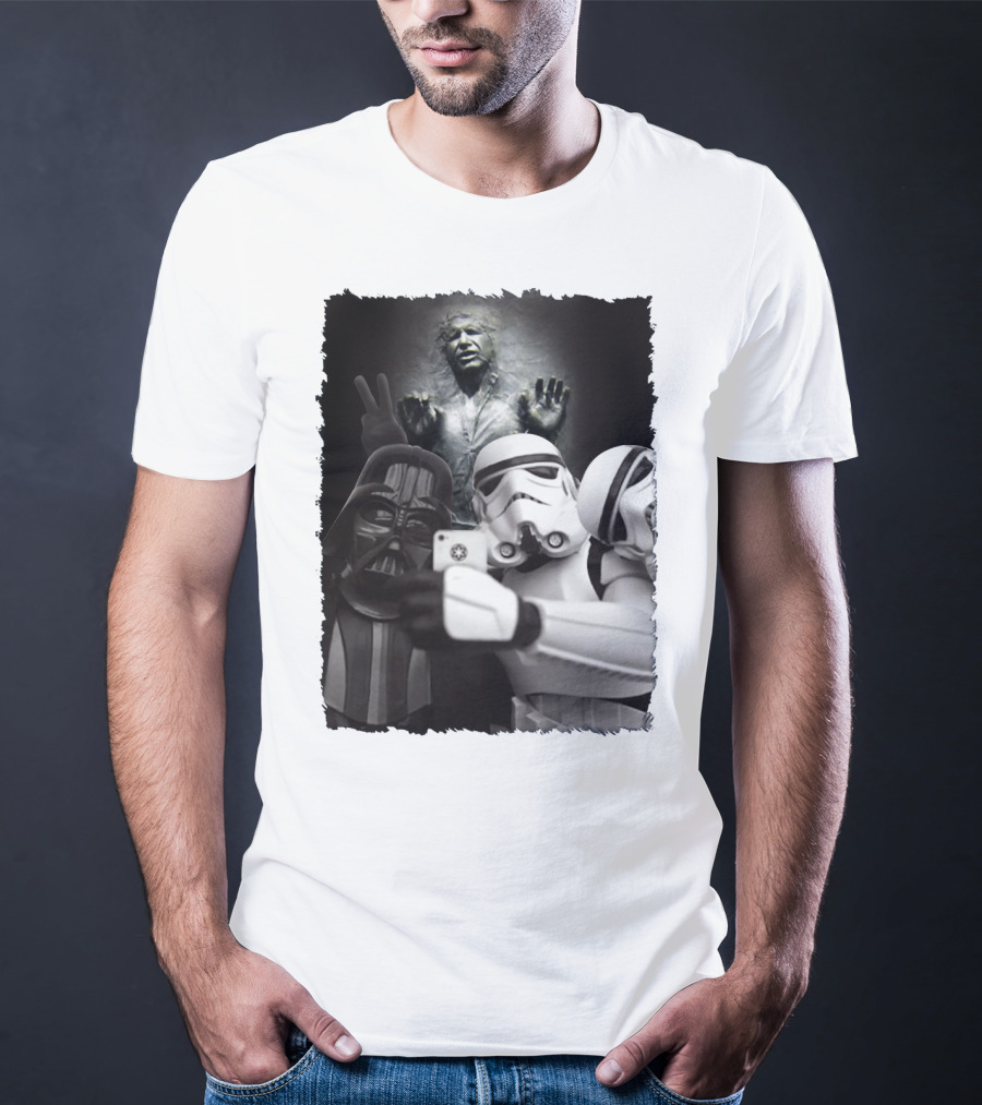 Selfie Together Darth Vader Stormtroopers Han Solo Frozen Star Wars T-Shirt