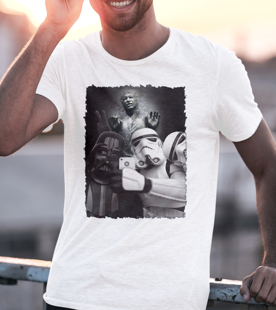 Selfie Together Darth Vader Stormtroopers Han Solo Frozen Star Wars T-Shirt