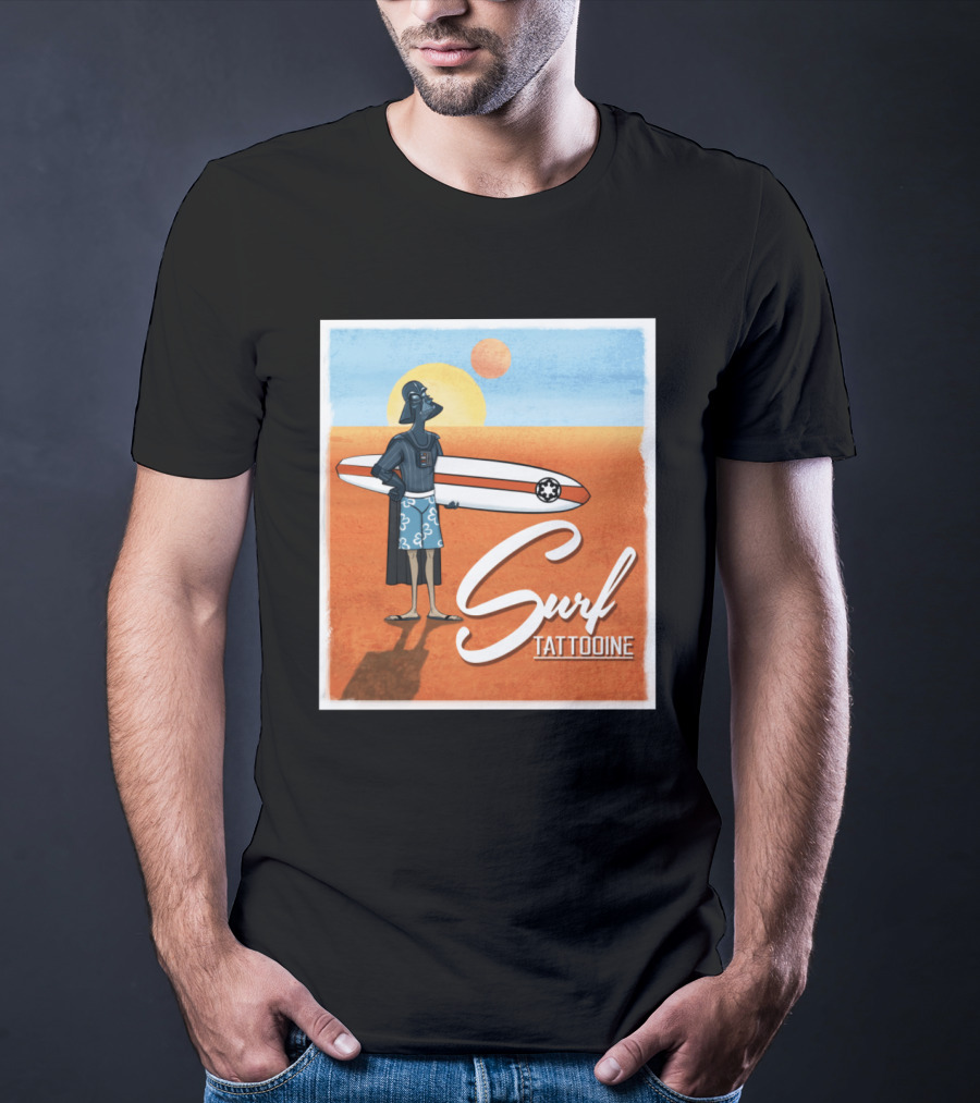 Surf Tatooine Darth Vader Star Wars Surfing Scene T-Shirt