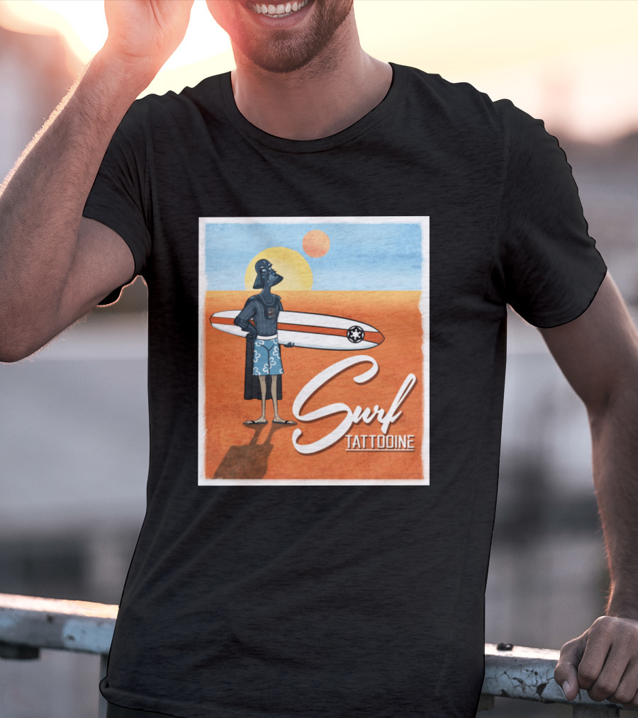 Surf Tatooine Darth Vader Star Wars Surfing Scene T-Shirt