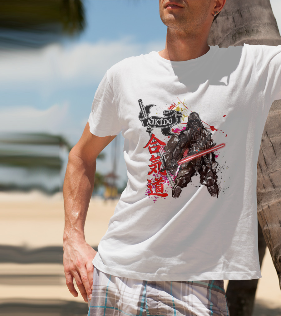 Aikido Samurai Darth Vader Star Wars Lightsaber Fusion T-Shirt