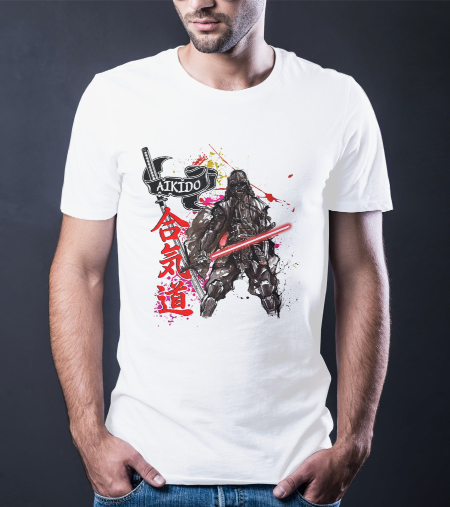 Aikido Samurai Darth Vader Star Wars Lightsaber Fusion T-Shirt