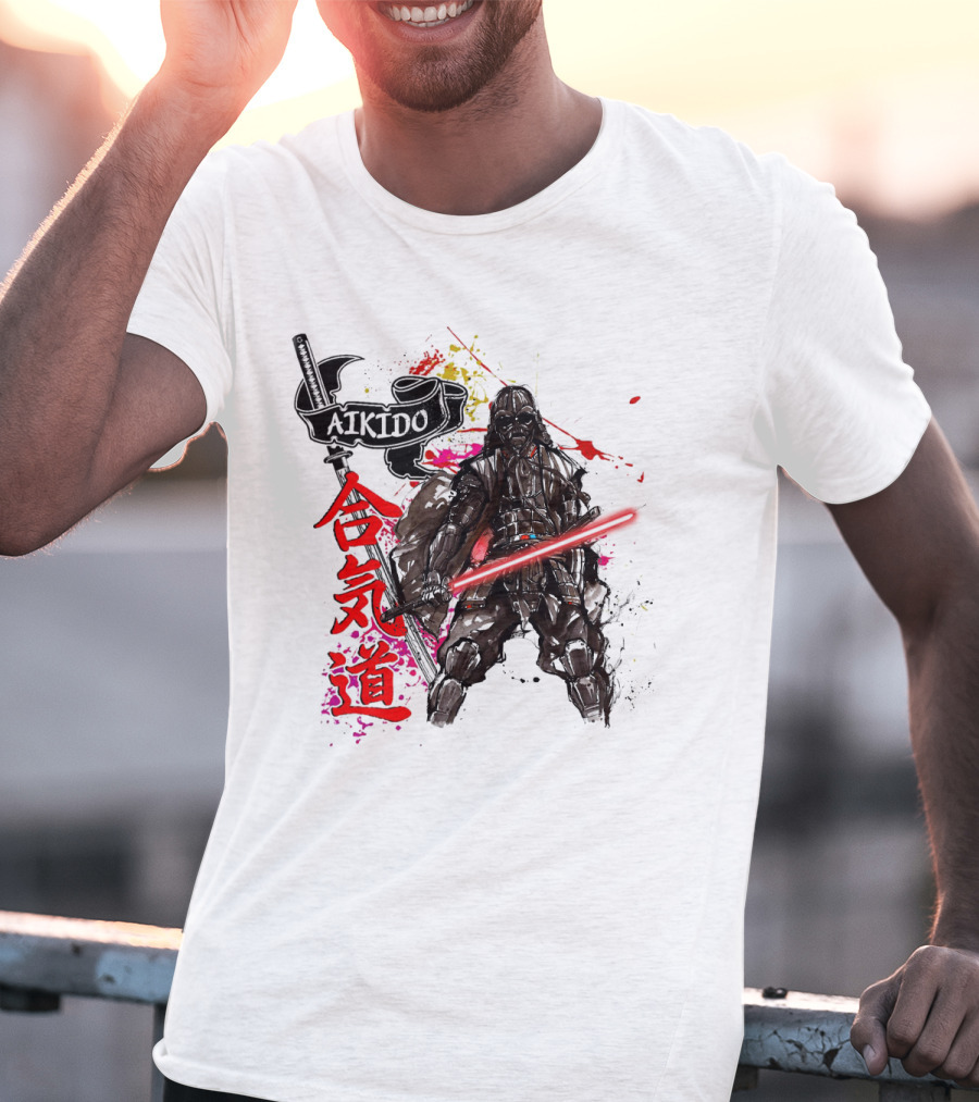 Aikido Samurai Darth Vader Star Wars Lightsaber Fusion T-Shirt