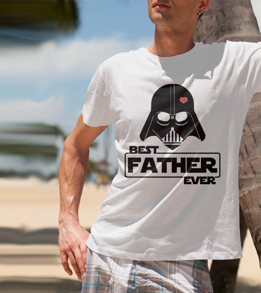 Best Father Ever Father's Day Darth Vader Star Wars Helmet Heart T-Shirt