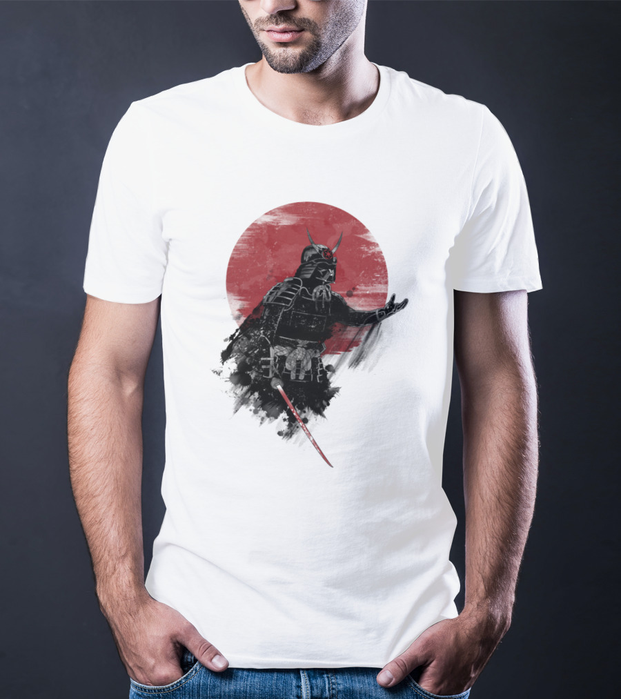 Come To Samurai Side Darth Vader Star Wars Red Sun Dark Armor Samurai Helmet With Lightsaber T-Shirt