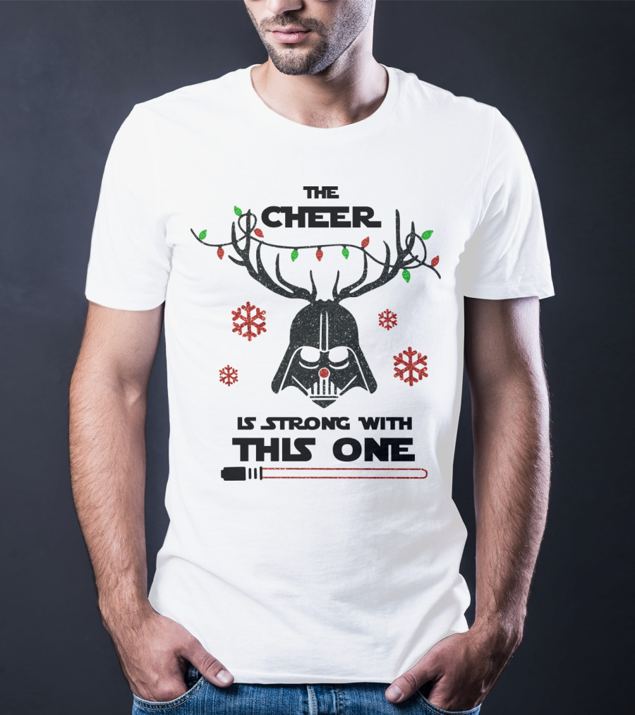 Darth Vader Christmas Cheer Glitter Star Wars Reindeer Lights Snowflakes T-Shirt