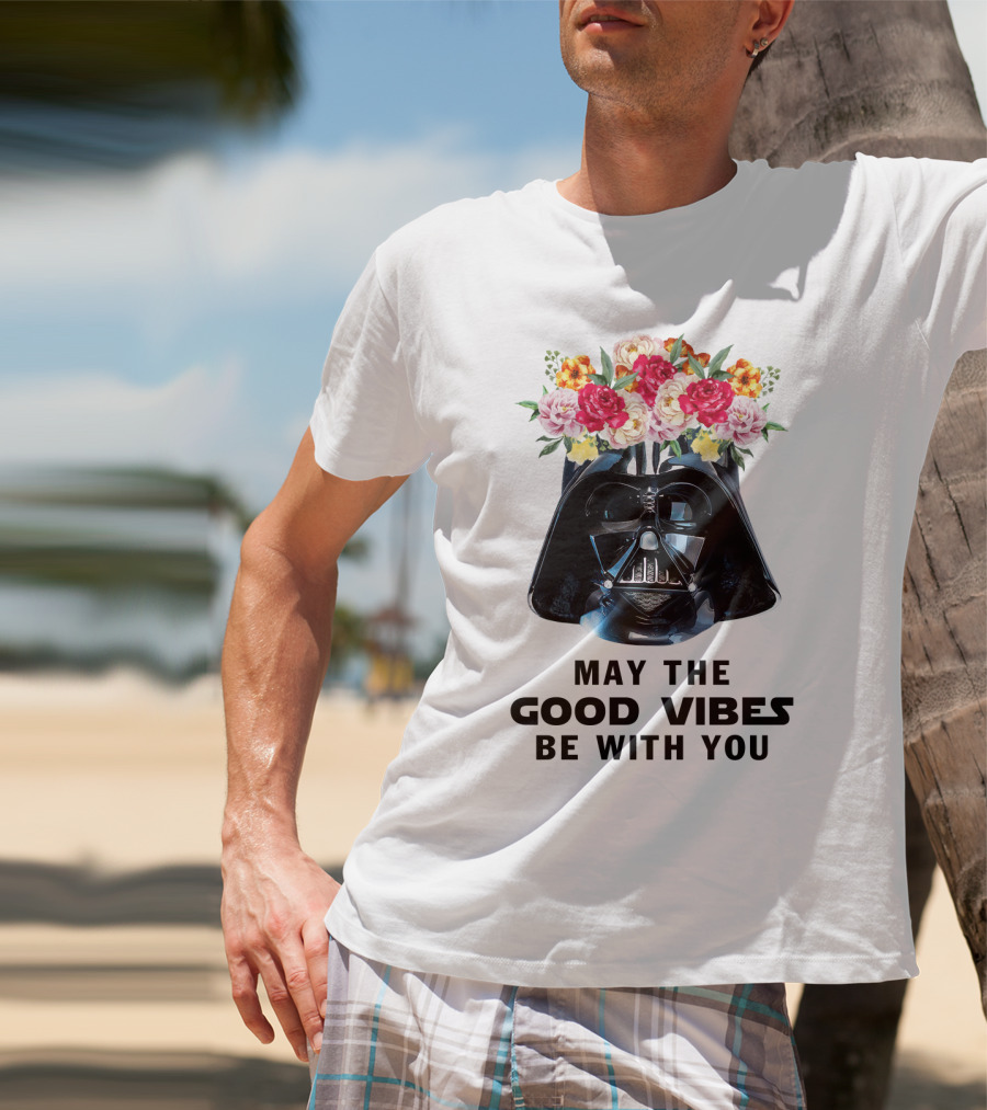 Star Wars Darth Vader May The Good Vibes Be With You Floral Helmet T-Shirt