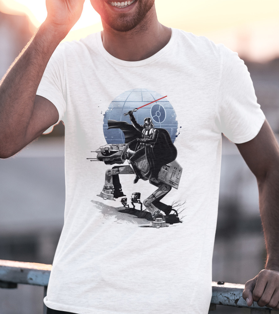 To The War Sumie Japanese Style Darth Vader On AT-AT Star Wars Death Star Background T-Shirt