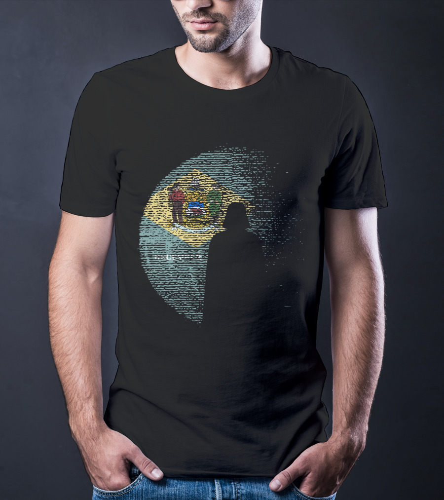 Vader Silhouette Over Delaware State Flag T-Shirt