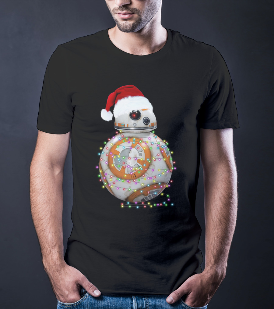 BB-8 Christmas Lights Droids Star Wars Holiday Santa Hat T-Shirt