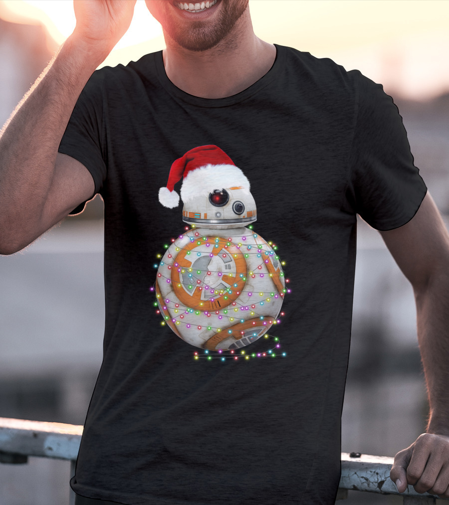BB-8 Christmas Lights Droids Star Wars Holiday Santa Hat T-Shirt