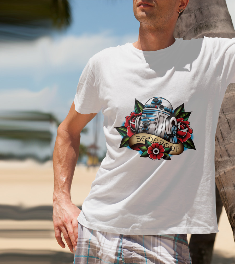 Boop Boop Floral R2 D2 Star Wars Roses Droids T-Shirt