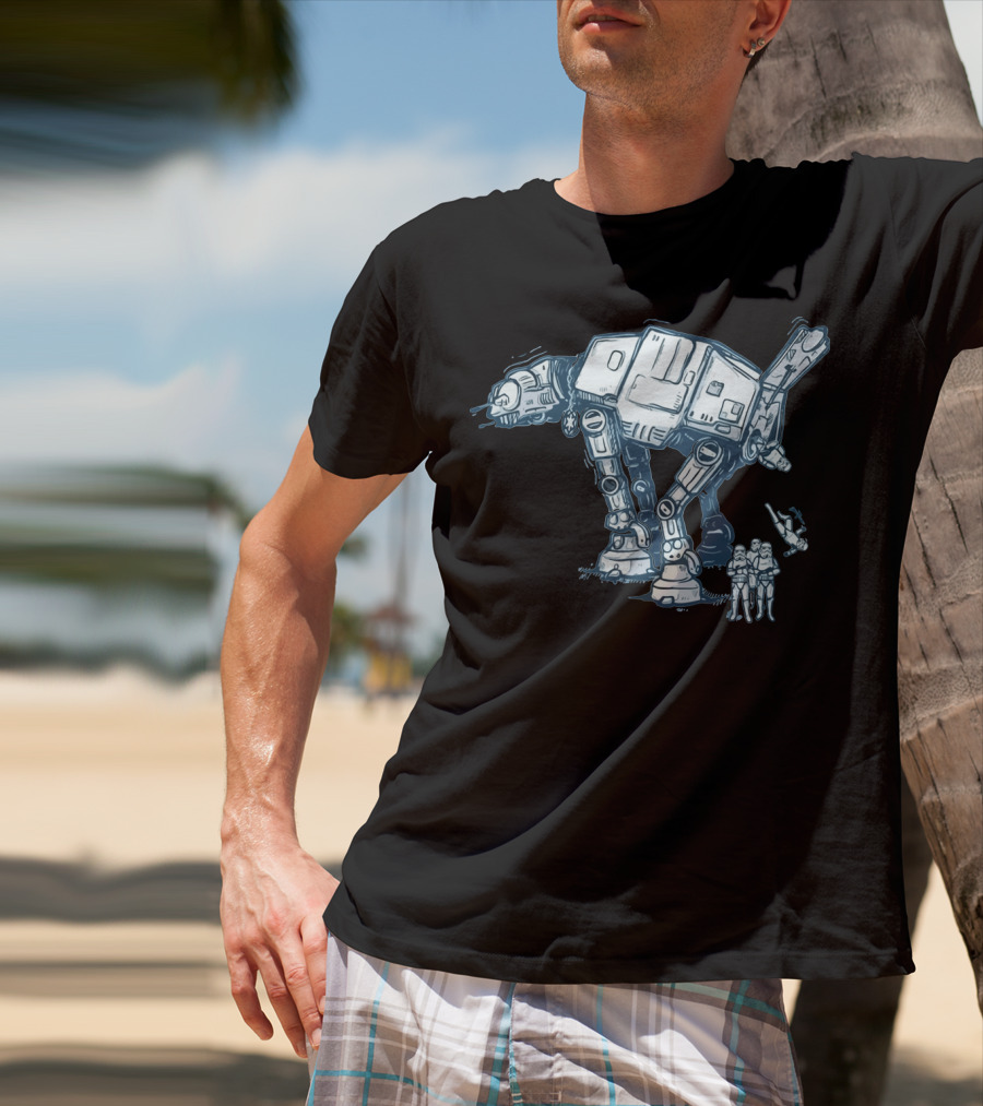 Funny AT AT Star Wars Droids With Stormtroopers And Imperial Walker T-Shirt