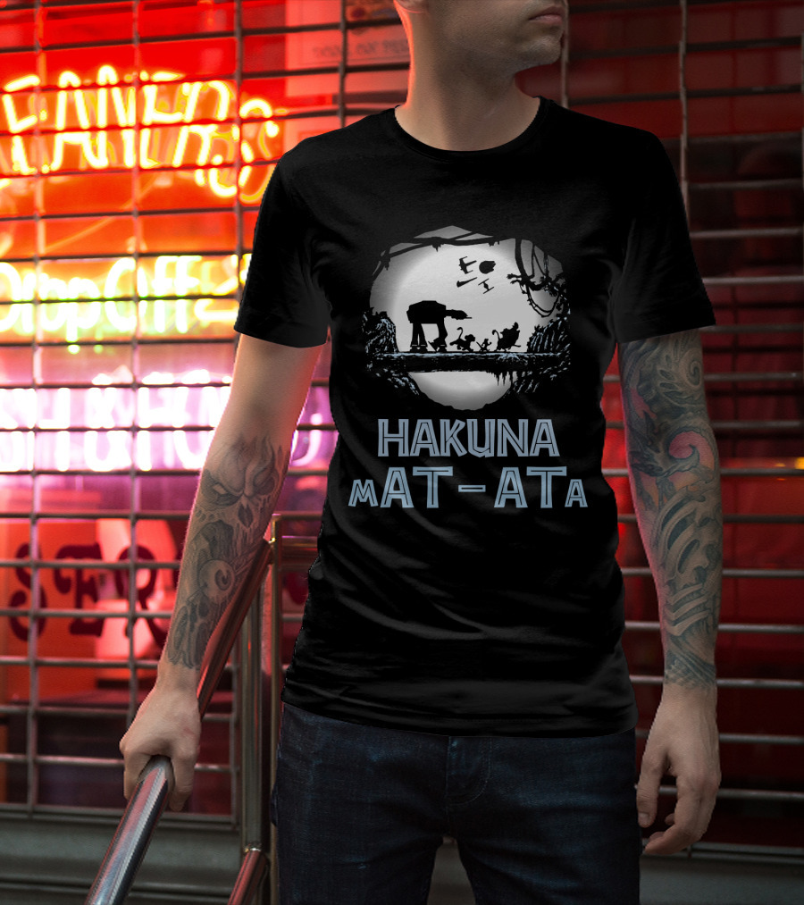 Hakuna Mat Ata Droids Star Wars AT-AT Silhouette Moon Disney Crossover T-Shirt