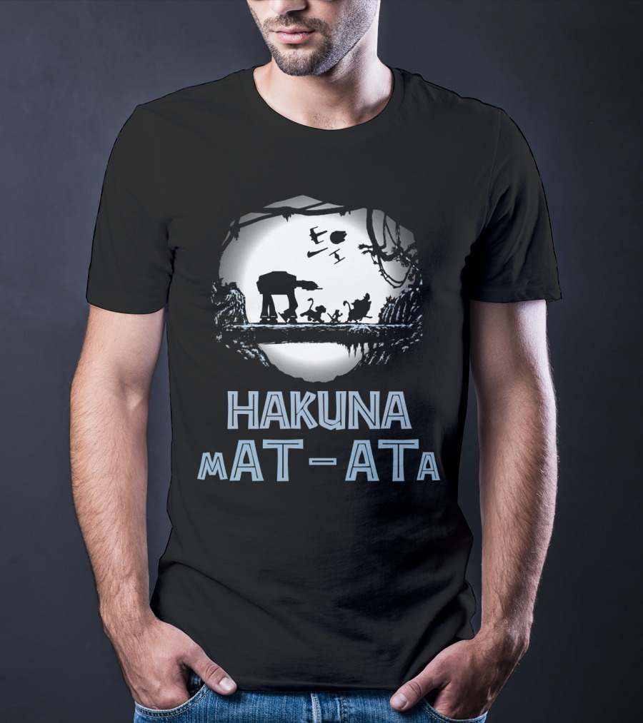 Hakuna Mat Ata Droids Star Wars AT-AT Silhouette Moon Disney Crossover T-Shirt