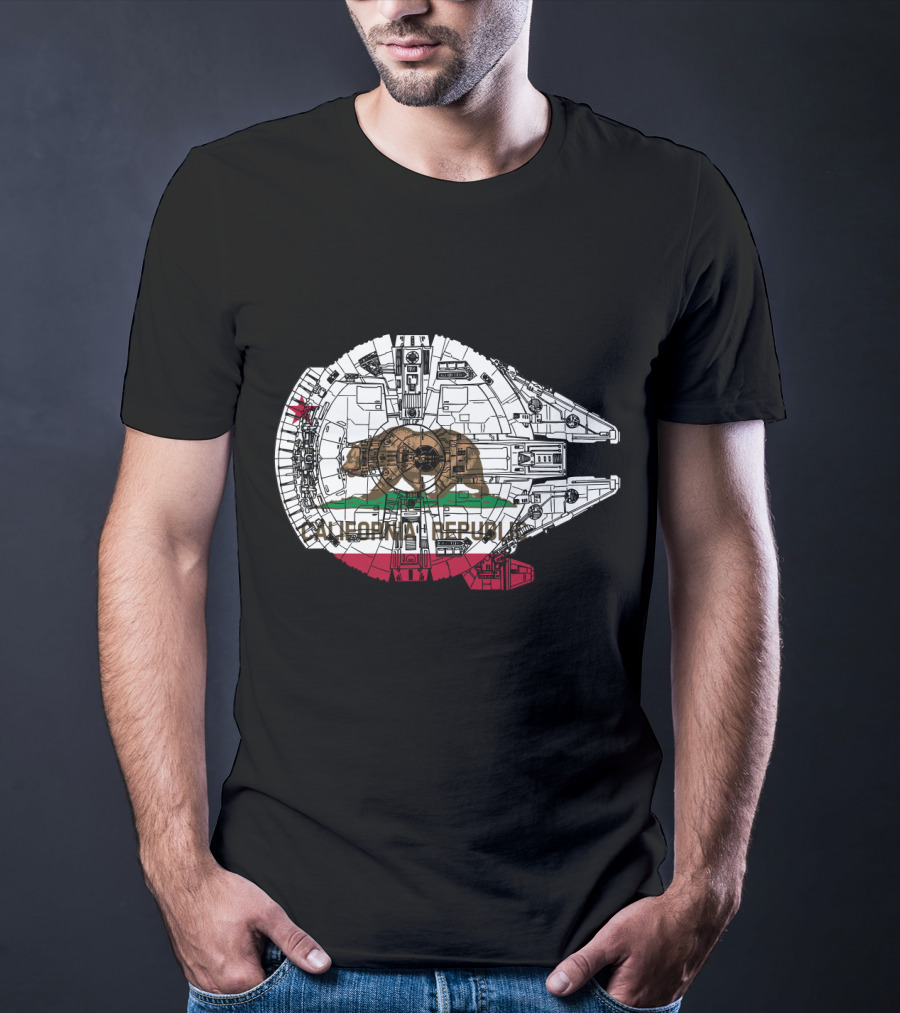 California Republic Bear And The Millennium Falcon Overlap T-Shirt