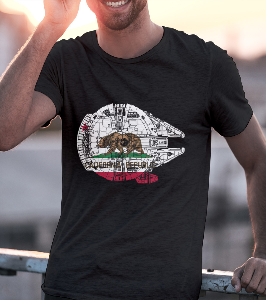 California Republic Bear And The Millennium Falcon Overlap T-Shirt