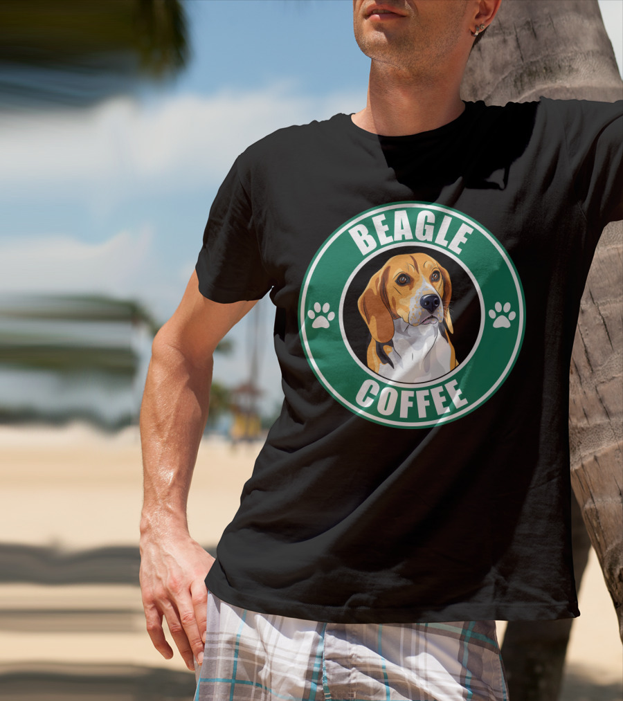 Beagle Coffee Paws Green Circle Beagle T-Shirt