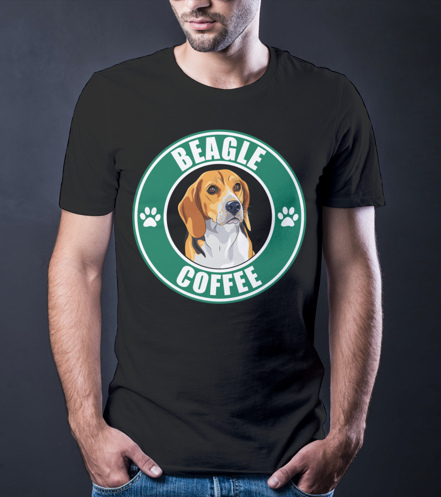 Beagle Coffee Paws Green Circle Beagle T-Shirt