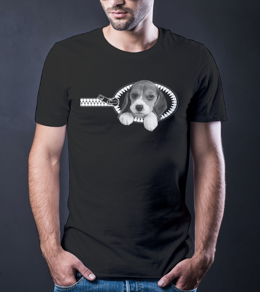 Beagle Puppy In Zipper Pocket T-Shirt