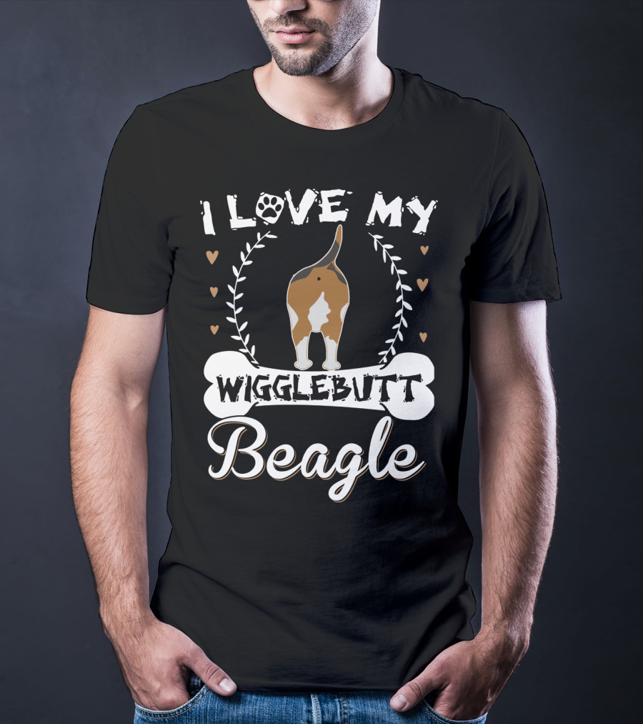 I Love My Wigglebutt Beagle Heart Paw Bone T-Shirt