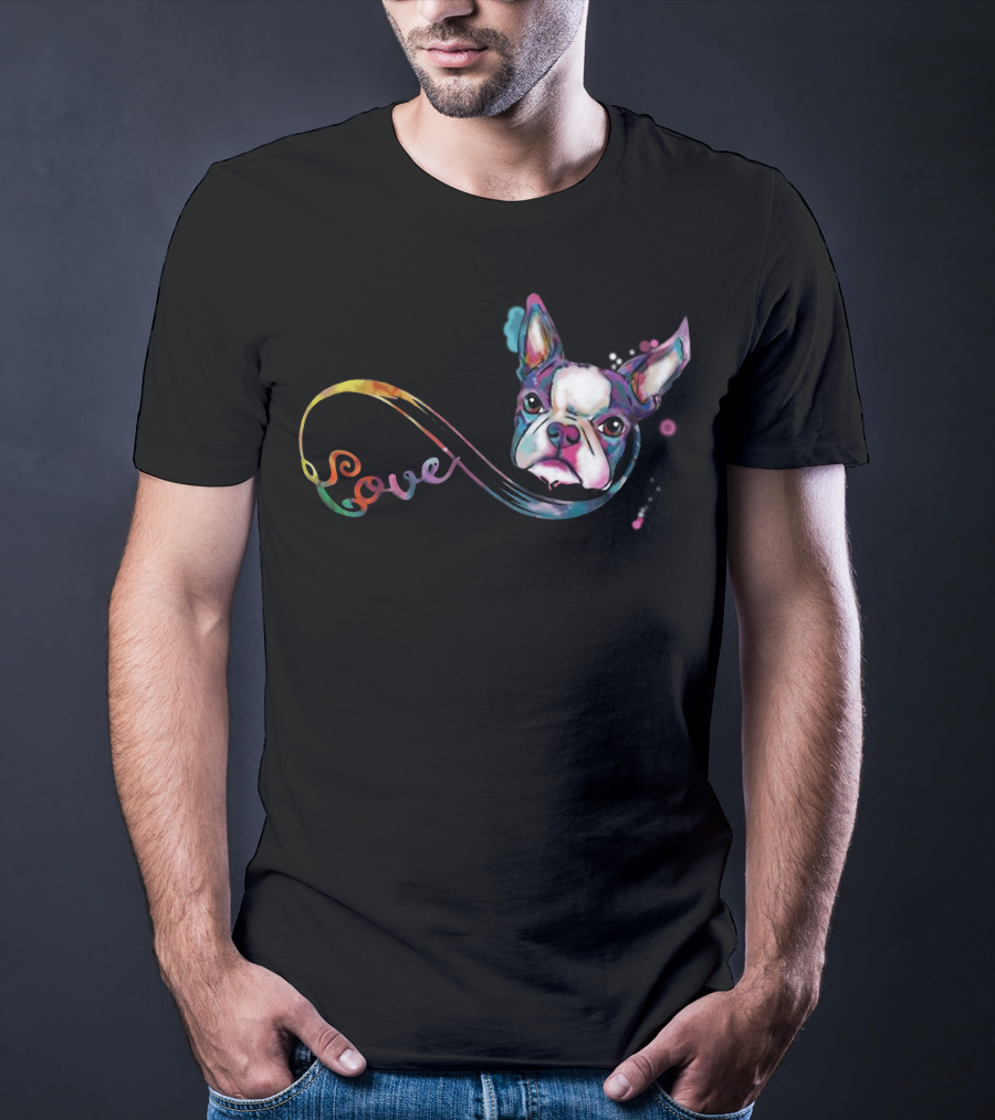 Love Boston Terrier Rainbow T-Shirt