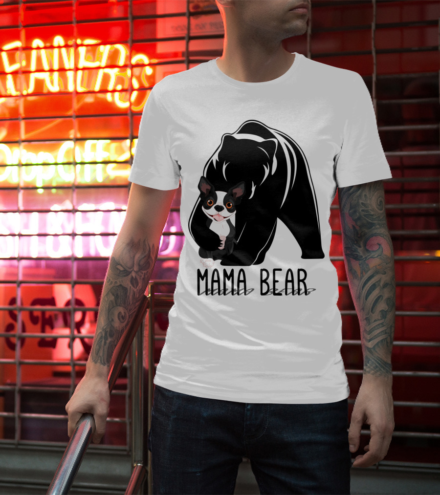 Mama Bear With Cute Dog Companion T-Shirt