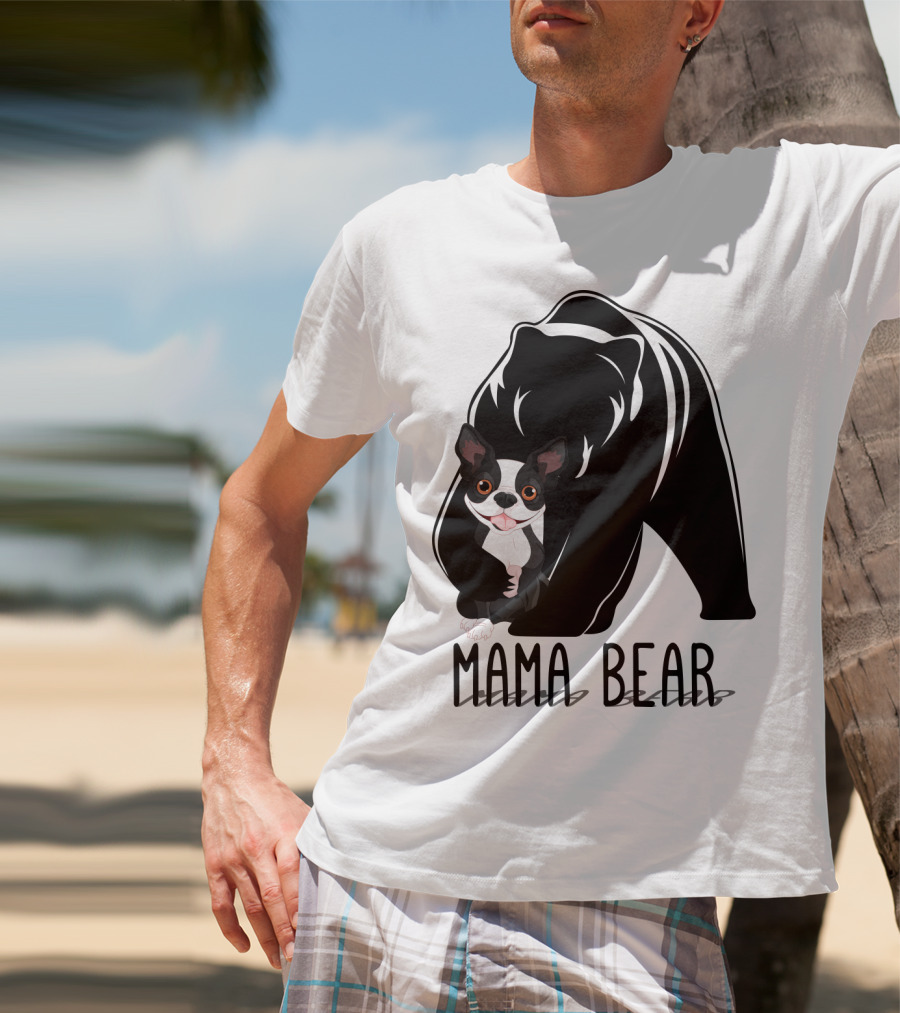 Mama Bear With Cute Dog Companion T-Shirt