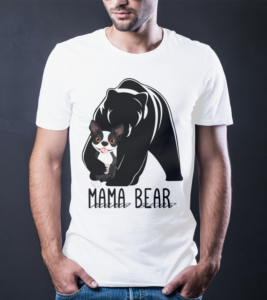 Mama Bear With Cute Dog Companion T-Shirt