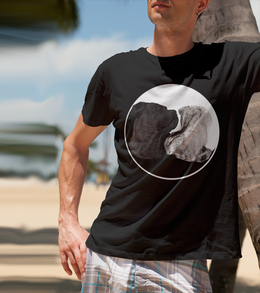 Cane Corso Yin Yang Circle With Black And White Dog Heads T-Shirt
