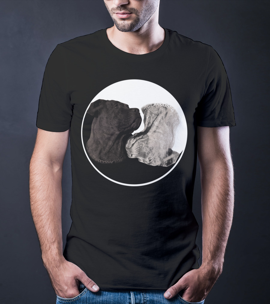 Cane Corso Yin Yang Circle With Black And White Dog Heads T-Shirt