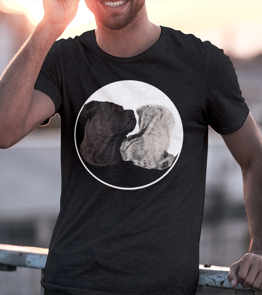 Cane Corso Yin Yang Circle With Black And White Dog Heads T-Shirt