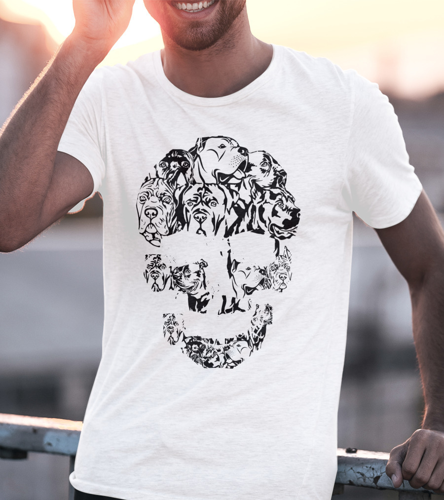 Skull Life Cane Corso Dog Art Collage T-Shirt
