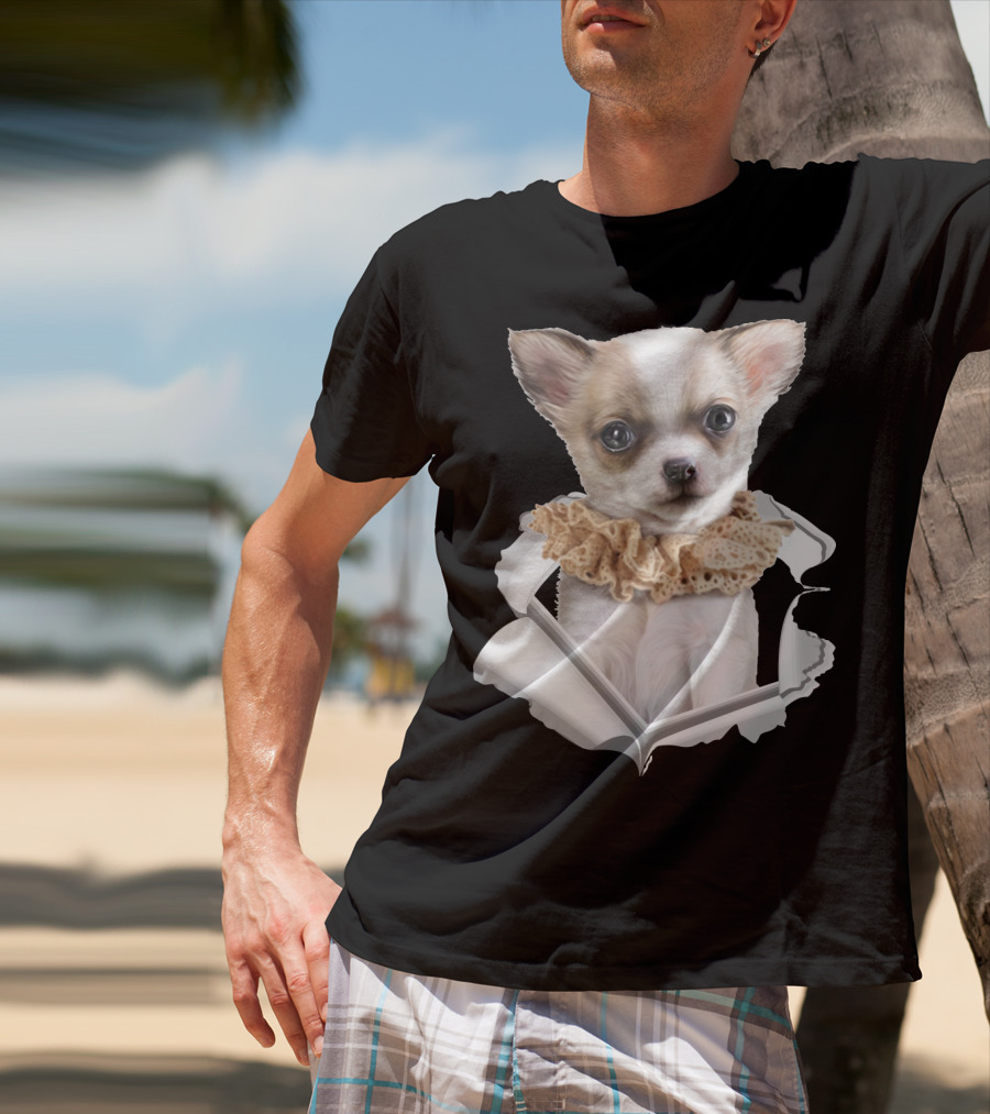 Chihuahua 3D Peek Out Frill Collar T-Shirt