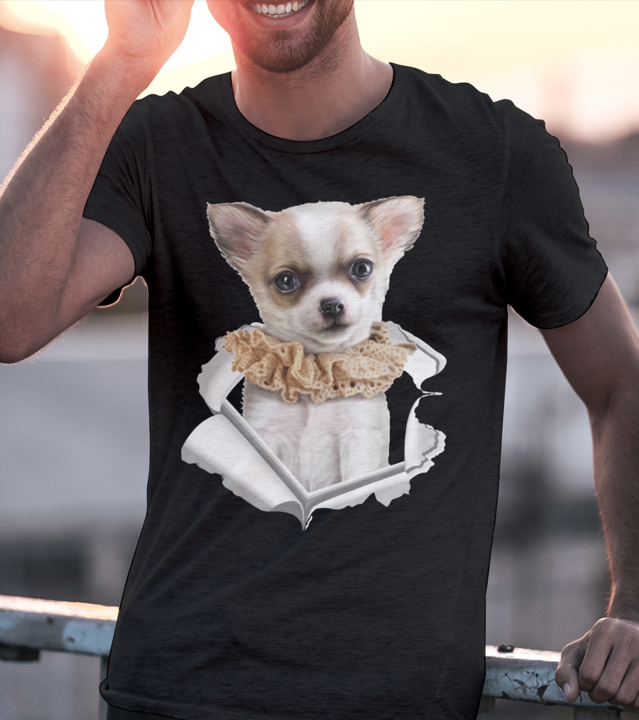 Chihuahua 3D Peek Out Frill Collar T-Shirt
