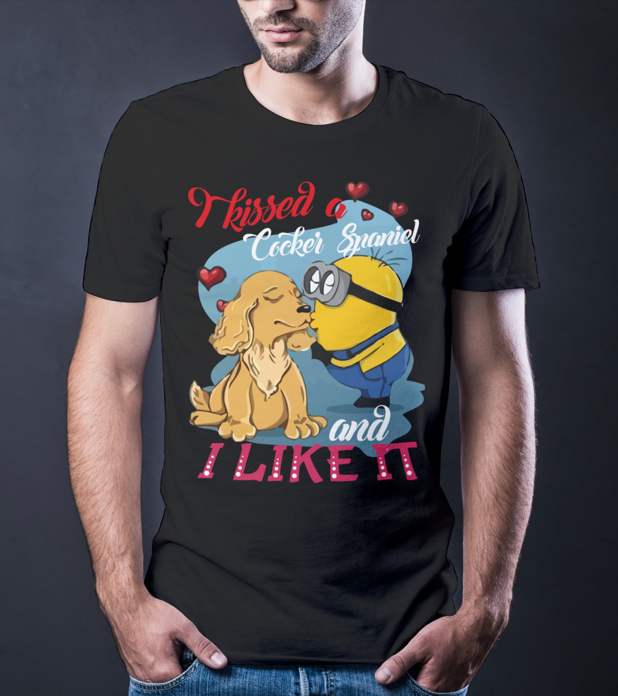 Kissed A Cocker Spaniel And I Like It Cute Minion With Hearts T-Shirt