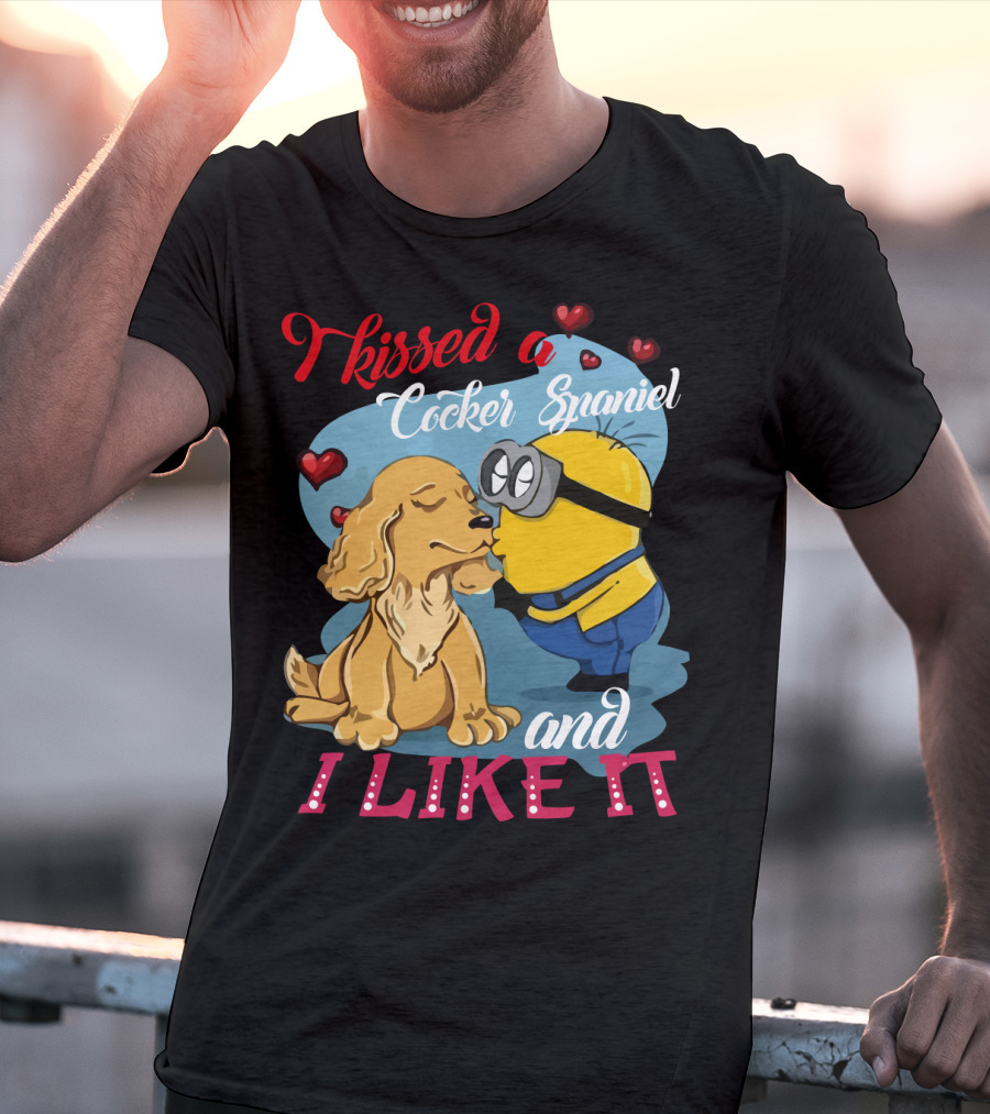 Kissed A Cocker Spaniel And I Like It Cute Minion With Hearts T-Shirt