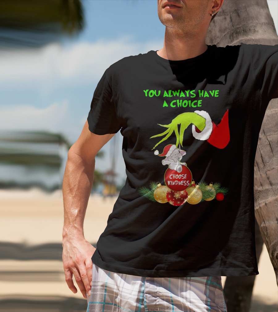You Always Have A Choice Hand Grinch Holding Choose Kindness Ornaments T-Shirt