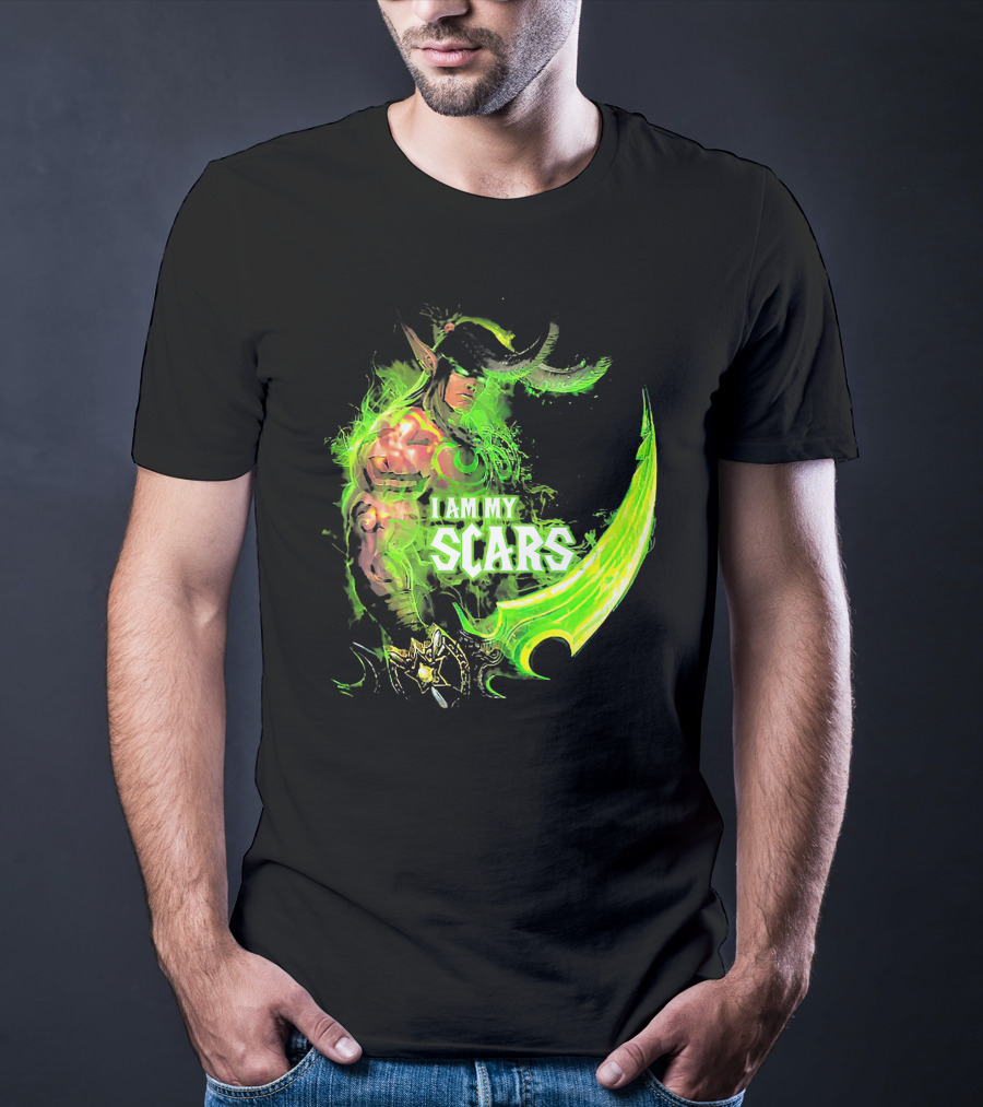 Ilidan I Am My Scars Warcraft Fantasy Character T-Shirt
