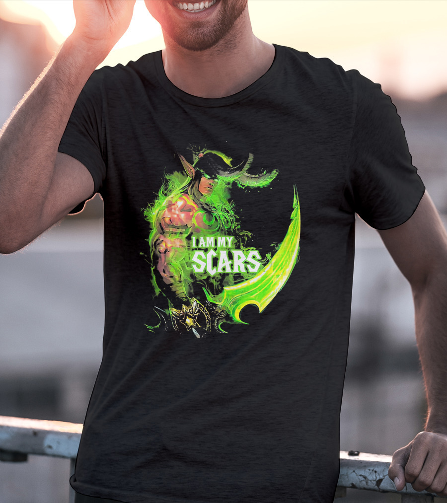 Ilidan I Am My Scars Warcraft Fantasy Character T-Shirt