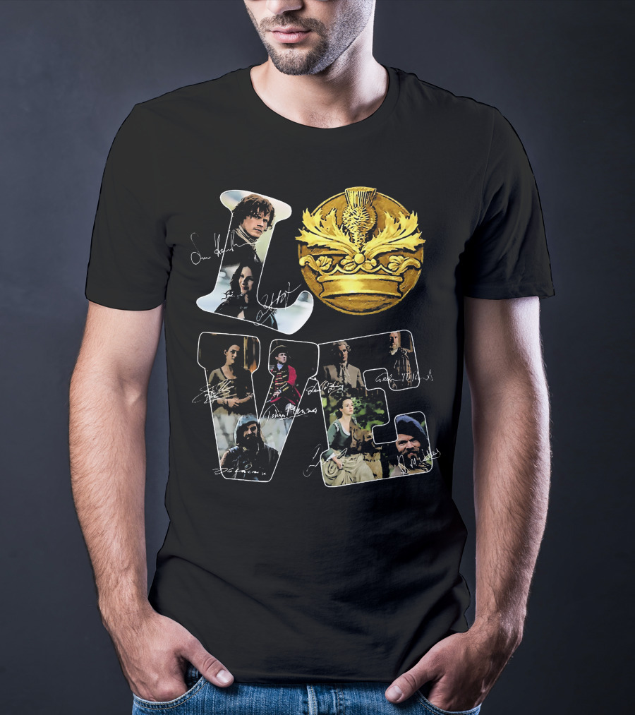 Love Outlander Crown Signature Cast Autographs T-Shirt