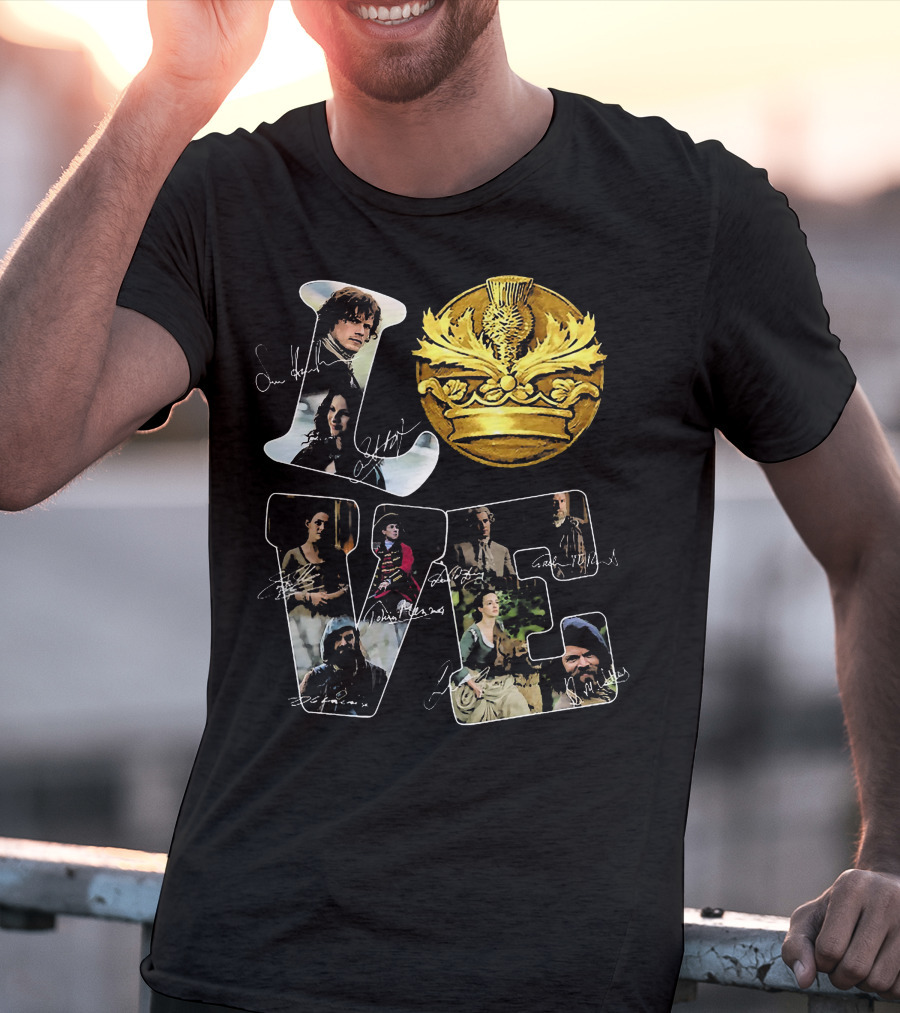 Love Outlander Crown Signature Cast Autographs T-Shirt