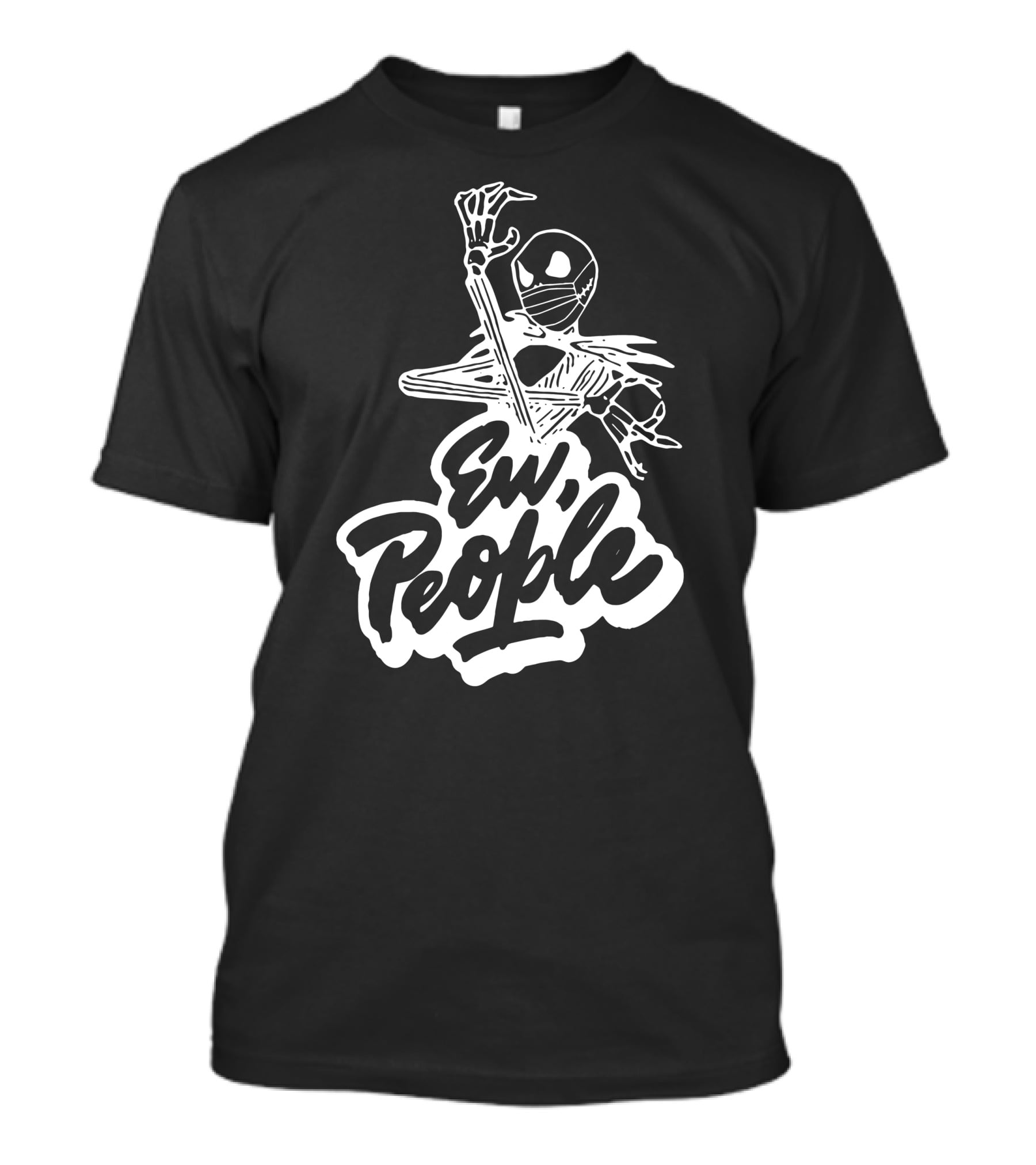 Skellington Face Mask Ew People Skeleton Halloween T-Shirt