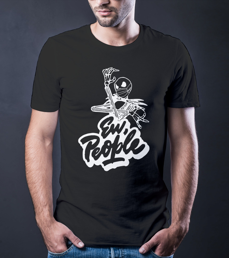 Skellington Face Mask Ew People Skeleton Halloween T-Shirt