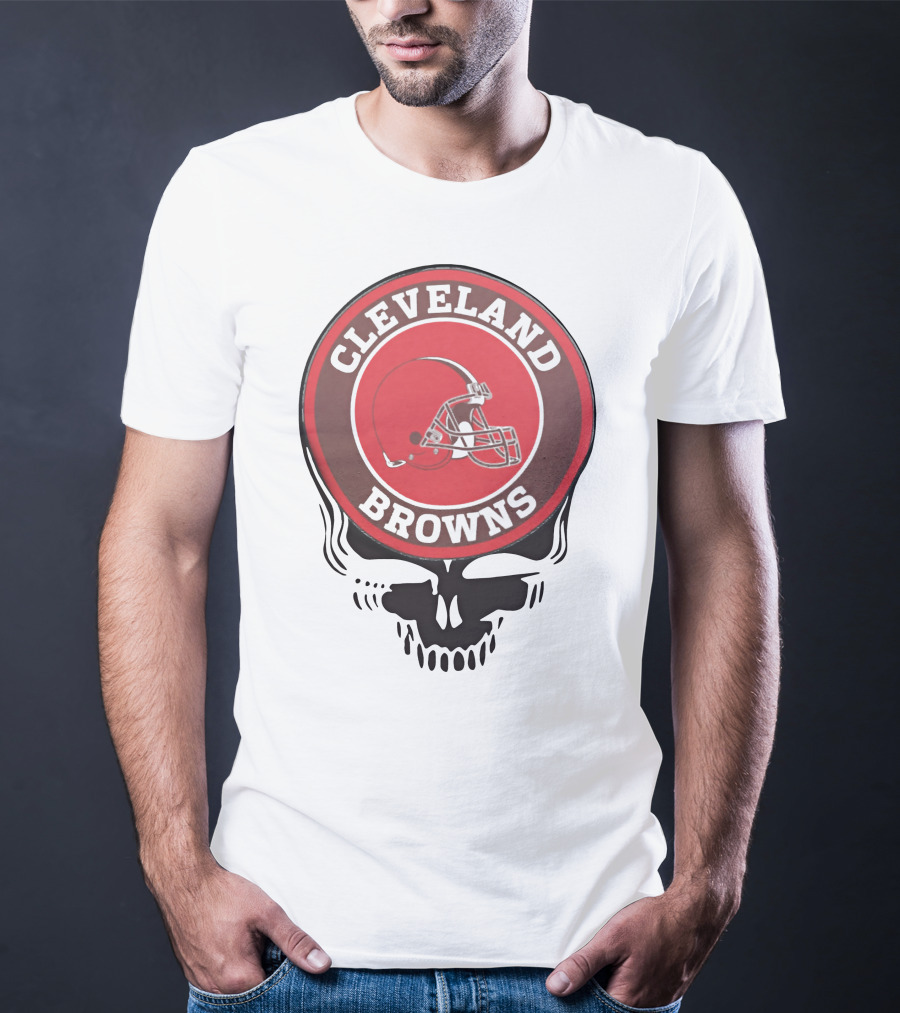 Cleveland Browns Football Helmet Skull T-Shirt