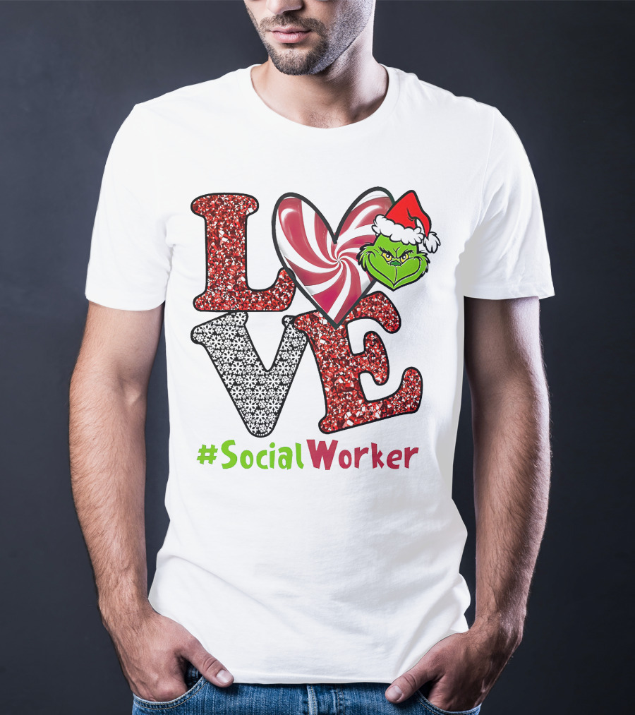 LOVE Grinch Heart #SocialWorker T-Shirt